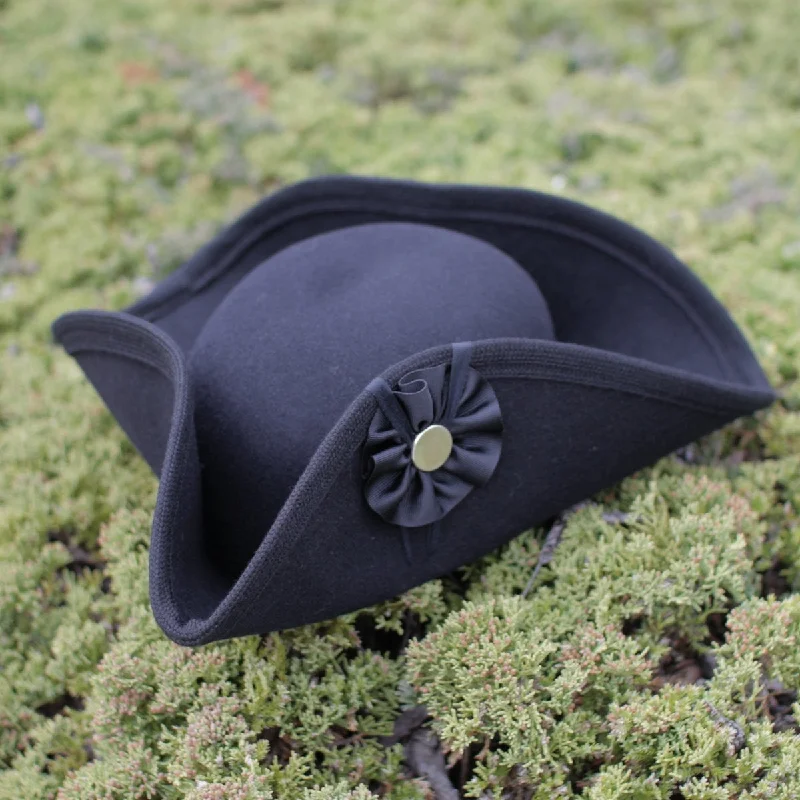 Cool Hat-Fur Felt Civilian Tricorn - Low BLACK