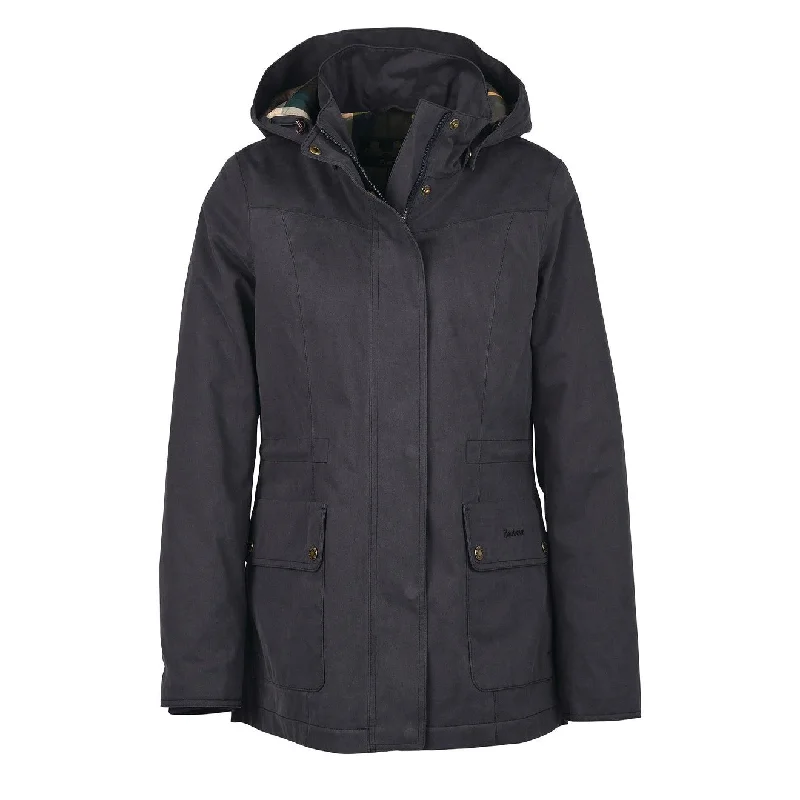 Zip-Off Jacket-Barbour Womens Buttercup Waterproof Jacket Dark Navy / Classic