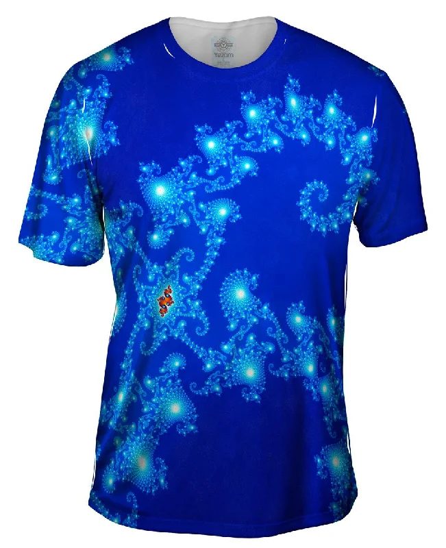 Short Sleeve T-Shirt-Mandel Fractal Blue Seahorse Tail