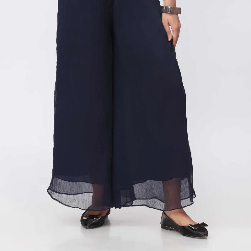 Travel Pants-Blue Dyed Chiffon Palazzo PW3620