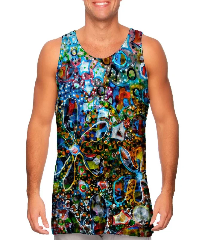 Fitted Sleeveless Shirt-Flower Paint Balls Collage