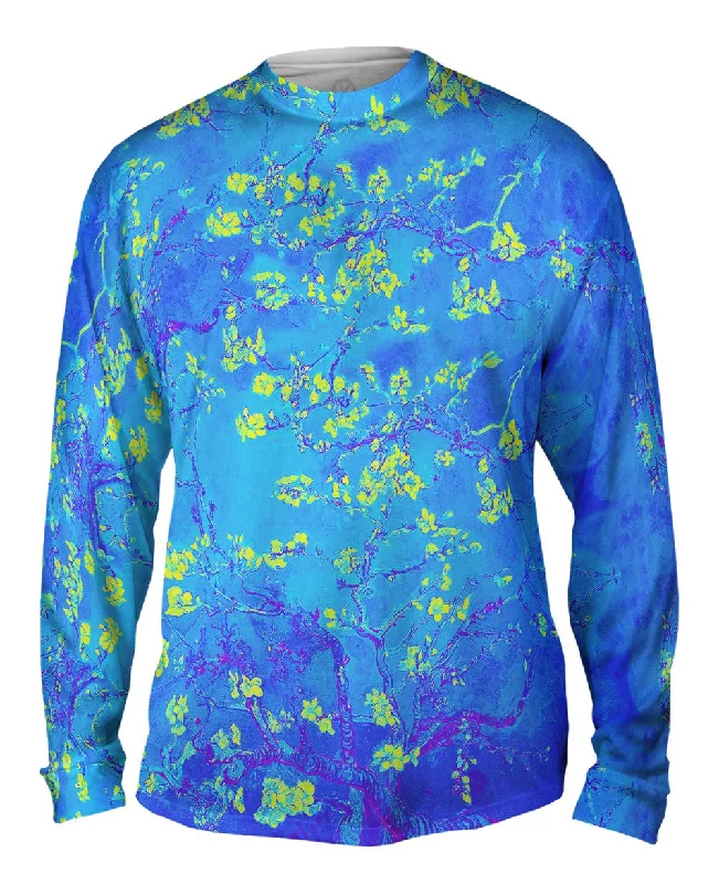 Breathable Long Sleeve Top-Pop Art - "Van Gogh Blossoming Purple Blue" (1890)