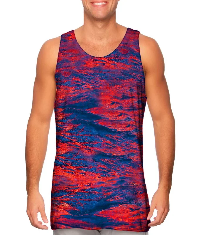 Muscle Tank Top-Glowing Red Waves