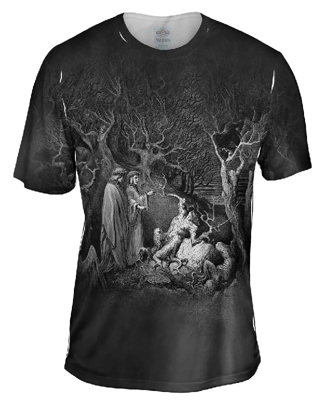 V-Neck T-Shirt-Gustave Dore - "The Inferno Canto 13" (1857)