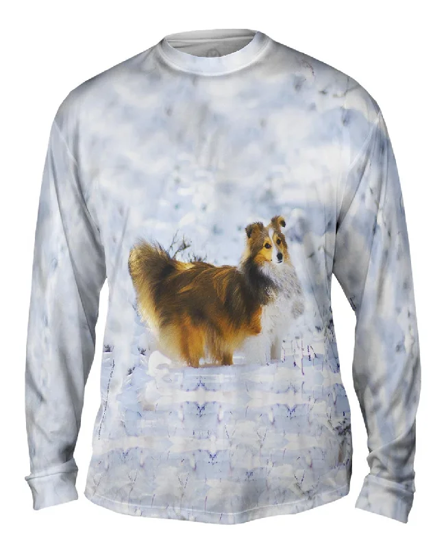 Button-Up Long Sleeve-Snow Day Sheltie