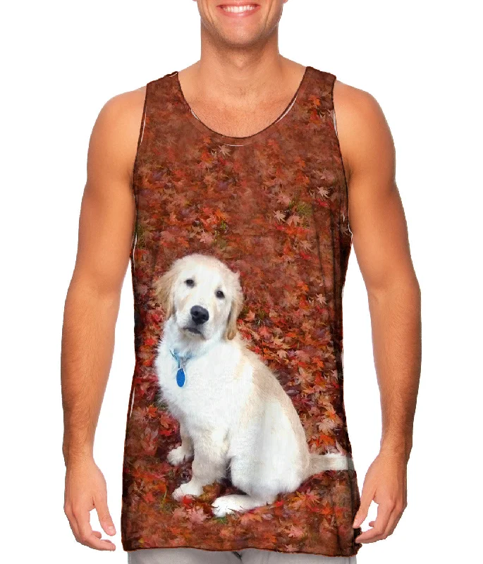 Comfortable Tank Top-Golden Lab Enjoys Fall