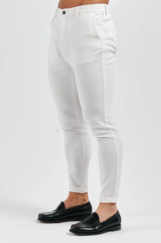 Slim Tapered Pants-RESORT TROUSER - WHITE