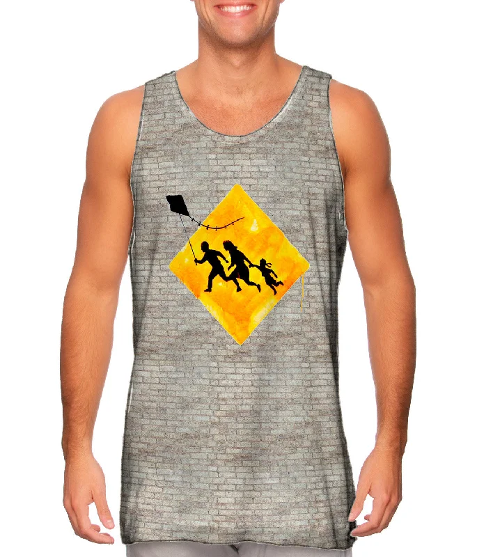 Soft Breathable Tank-Graffiti Banksy Family Kite Flying