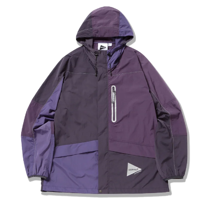 All-Weather Jacket-Gramicci x And Wander Patchwork Wind Hoodie Multi Purple