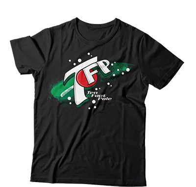 Fashion Print T-Shirt-TEN FOOT POLE - "7Up Logo" (Black)