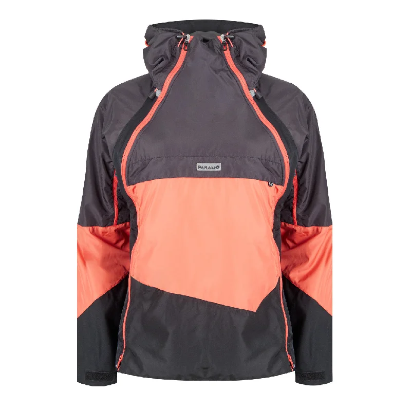 Comfort Fit Jacket-Paramo Women's Velez Evolution Hybrid Smock Hot Coral / Steel / Black