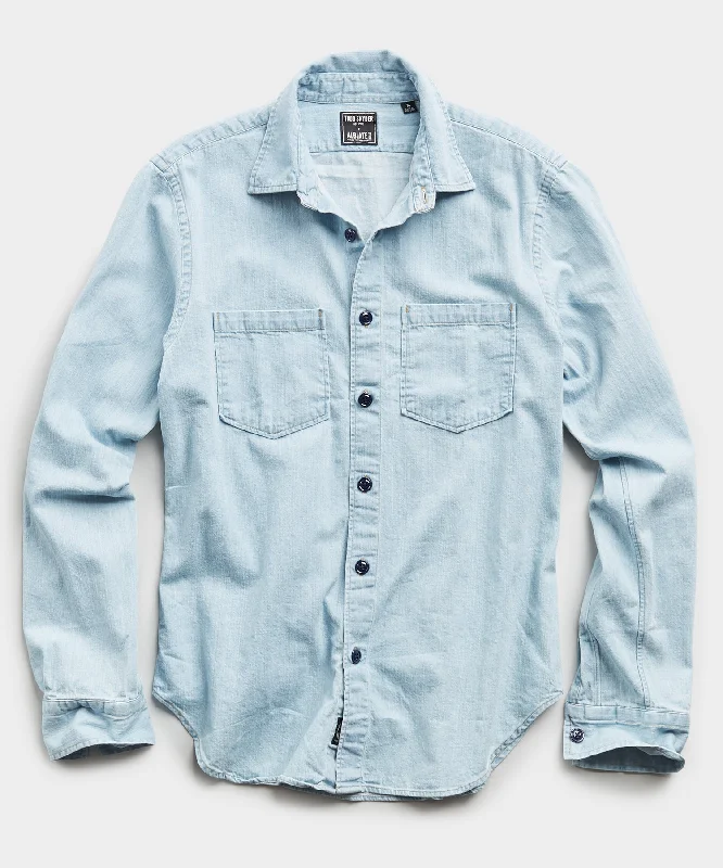 Retro T-Shirt-Italian Denim Overshirt in Worn Wash