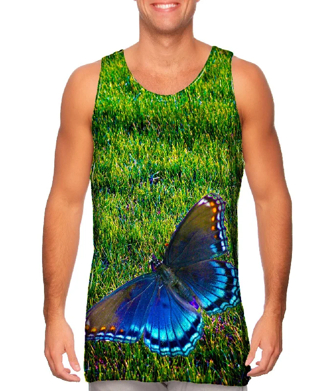 Workout Sleeveless Top-Flighted Dark Blue Butterfly