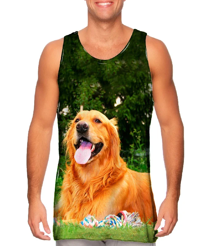 Modern Tank Top-Golden Lab With Rope Toy