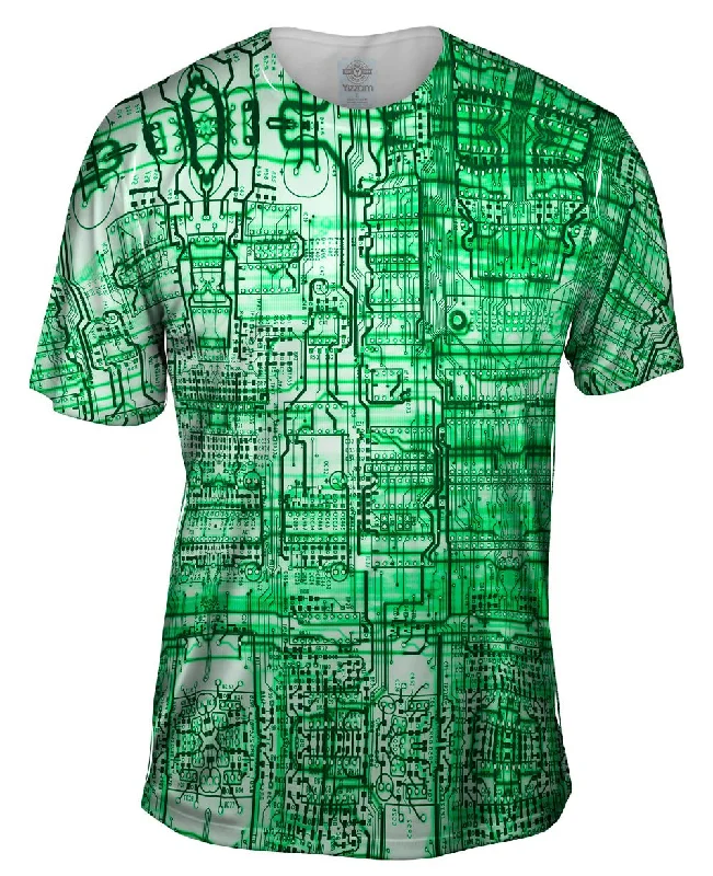 Layered T-Shirt-Circuit Board Green