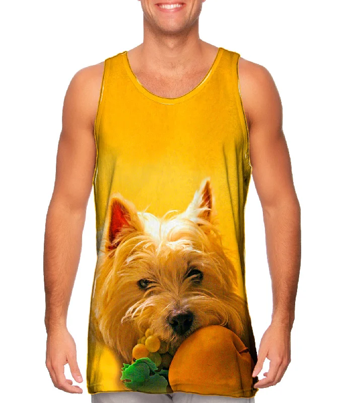 Relaxed Sleeveless Tank-Fruitful White Terrier