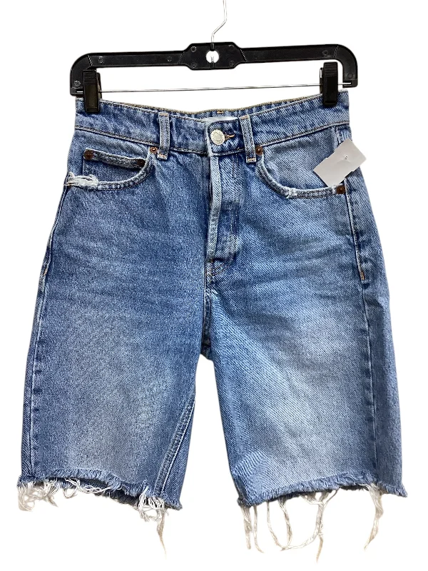 Slimmer Fit Shorts-Shorts By Zara In Blue Denim, Size: 2