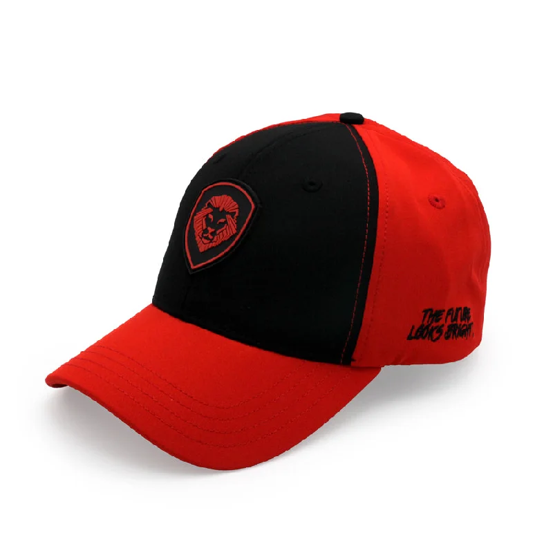 Rain Hat-VT Shield Logo Future Looks Bright front panel Red & Black Snapback Hat