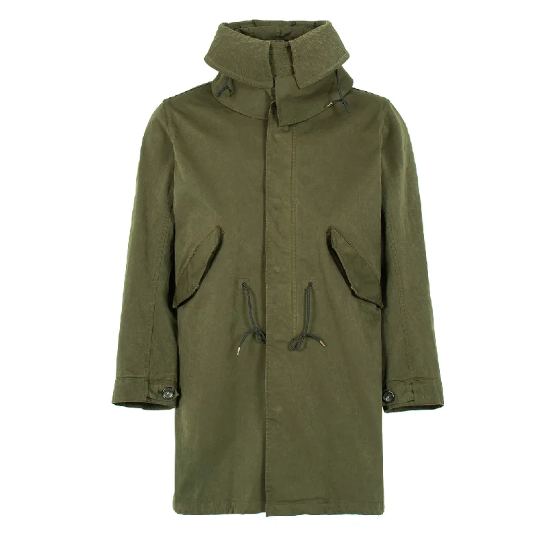 Military Style Jacket-Ten C Hooded Parka Jacket Green