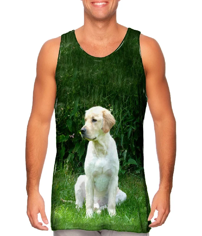 Classic Sleeveless Top-Golden Lab In Garden