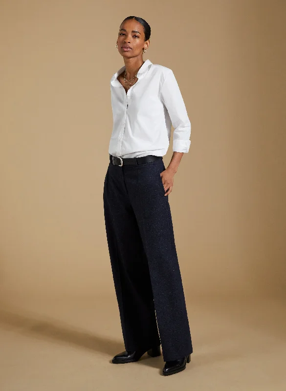 Travel Pants-Gwynnie Wool Blend Wide Leg Trousers