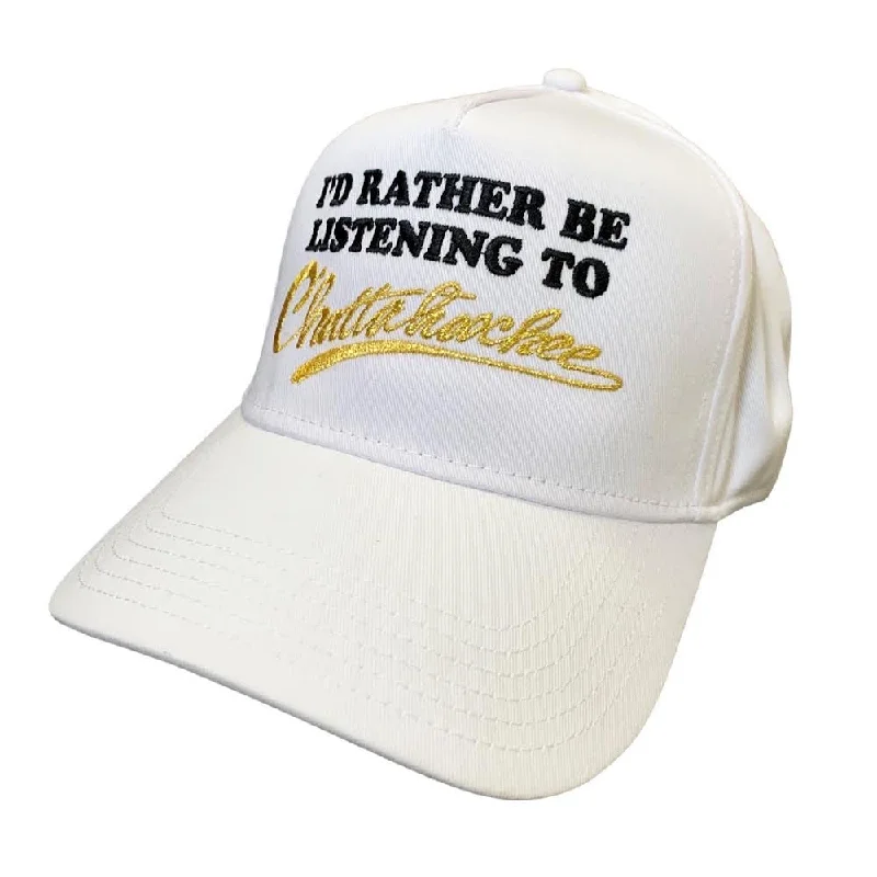 Bucket Hat-I'd Rather Be Listening To Chattahoochee Snapback - White