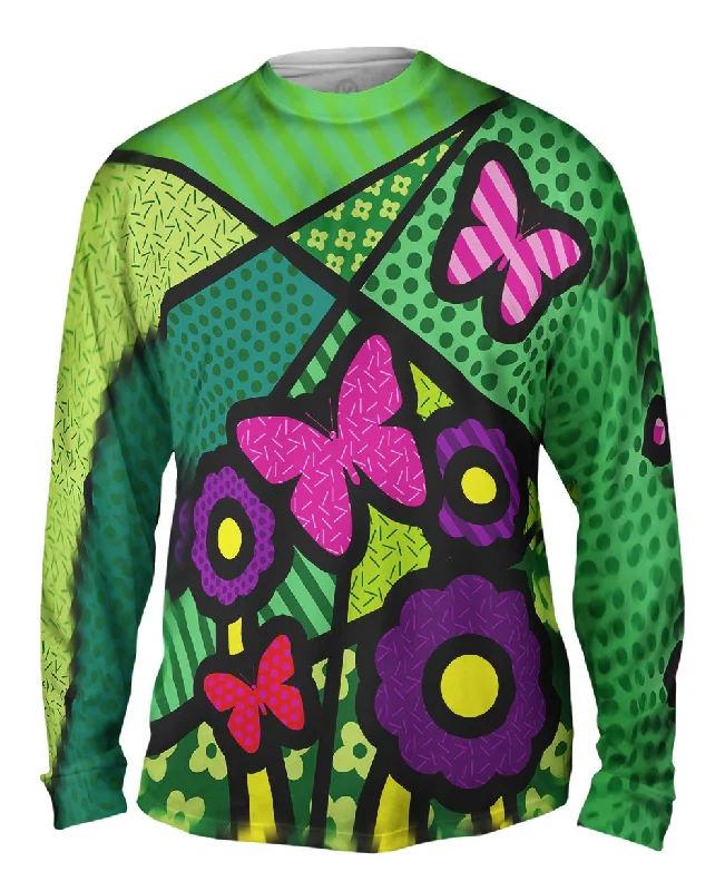 Classic Long Sleeve-Flowers on Green