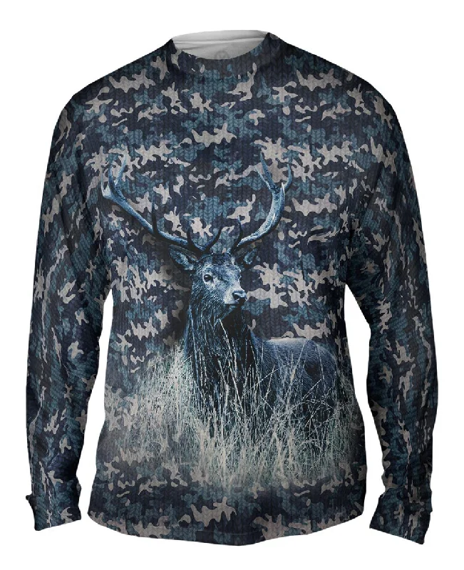 Long Sleeve Pullover-Navy Camoflage Deer