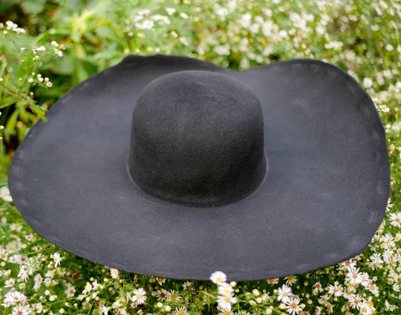 Casual Sun Hat-Black Heavy Wool Felt Hat Blank (Unlined)