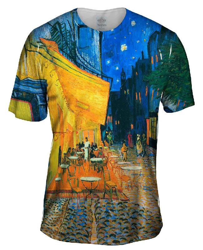 Lightweight Graphic T-Shirt-Vincent van Gogh - "The Terrace Café On The Place Du Forum In Arles At Night Arles" (1888)