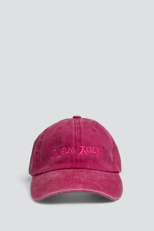 Urban Hat-New York Embroidered Hat - Washed Pink