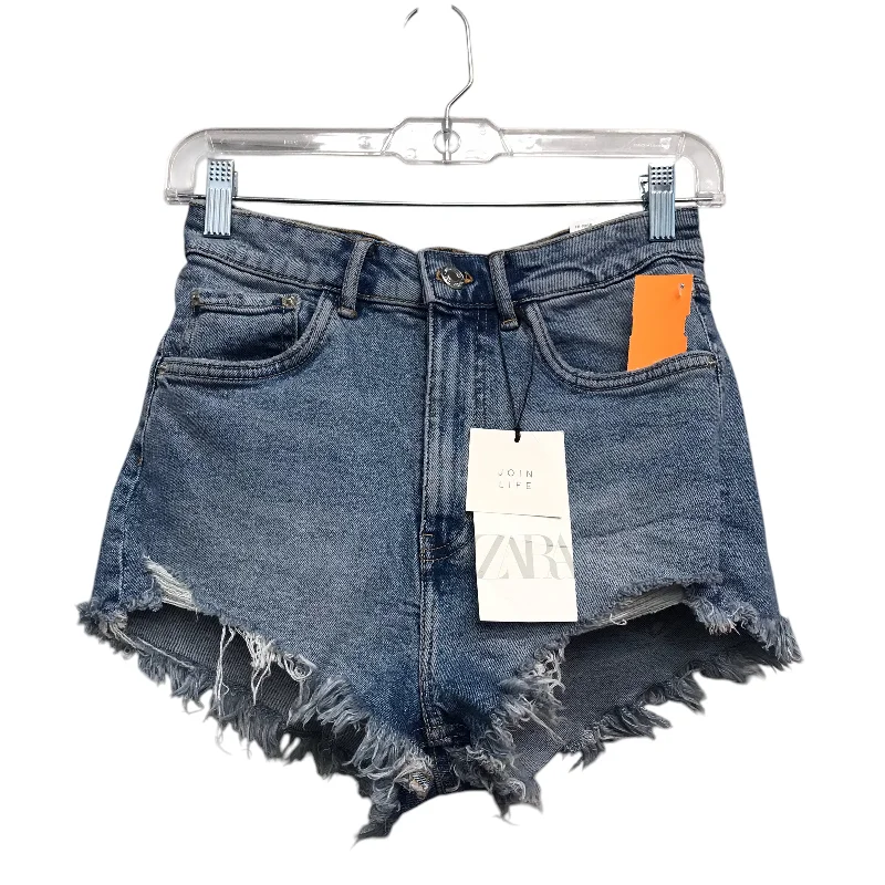 Outdoor Adventure Shorts-Shorts By Zara In Blue Denim, Size:4