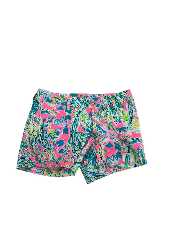 Color Block Shorts-Shorts Designer By Lilly Pulitzer In Green & Pink, Size: 2