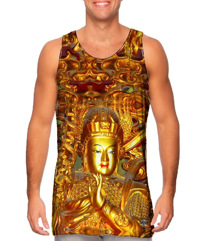 Athletic Sleeveless Shirt-Gold Buddha Chinese Temple