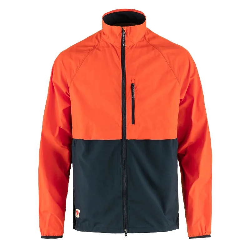 Utility Work Jacket-Fjallraven High Coast Hybrid Wind Jacket Dark Navy / Flame Orange