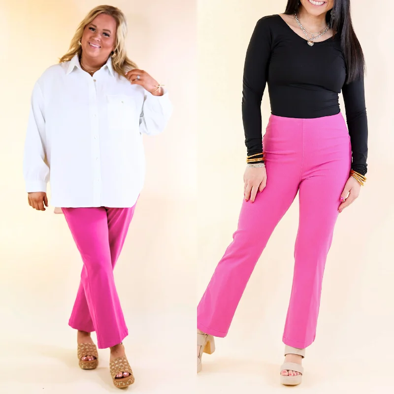 Soft Fleece Pants-Lyssé | Denim Baby Bootcut Ankle Pants in Pink Crush