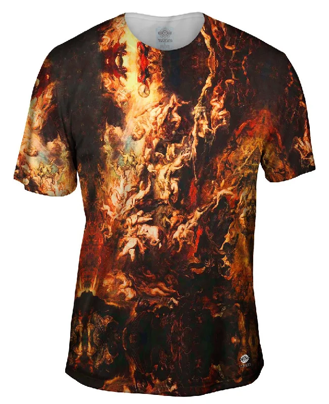 Plain Black T-Shirt-Peter Paul Rubens - "The Fall of the Damned" (1620)