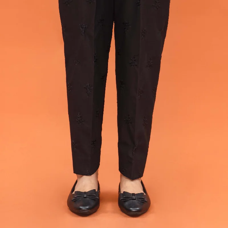 Athletic Fit Pants-Black Slim Fit Plain Trouser PL5006