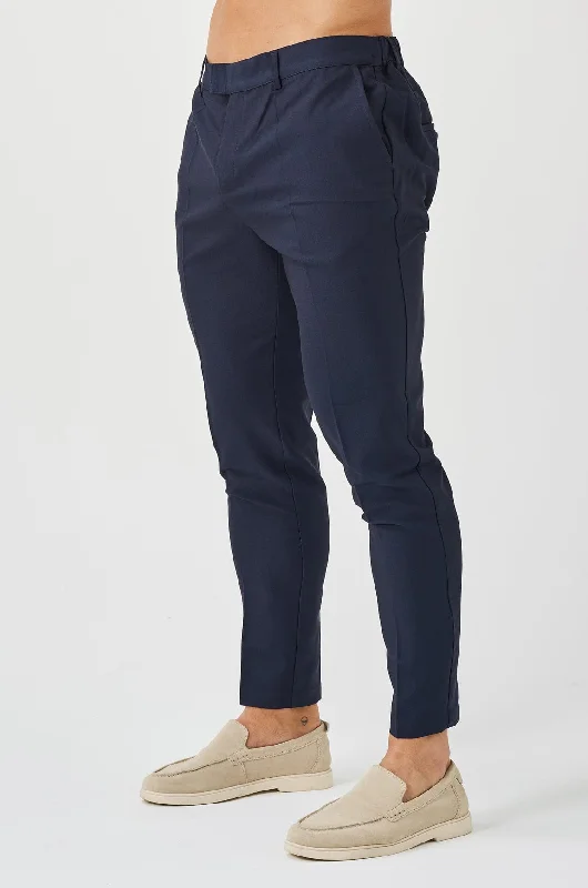 Light Jogger Pants-STRETCH WOVEN TROUSER - NAVY