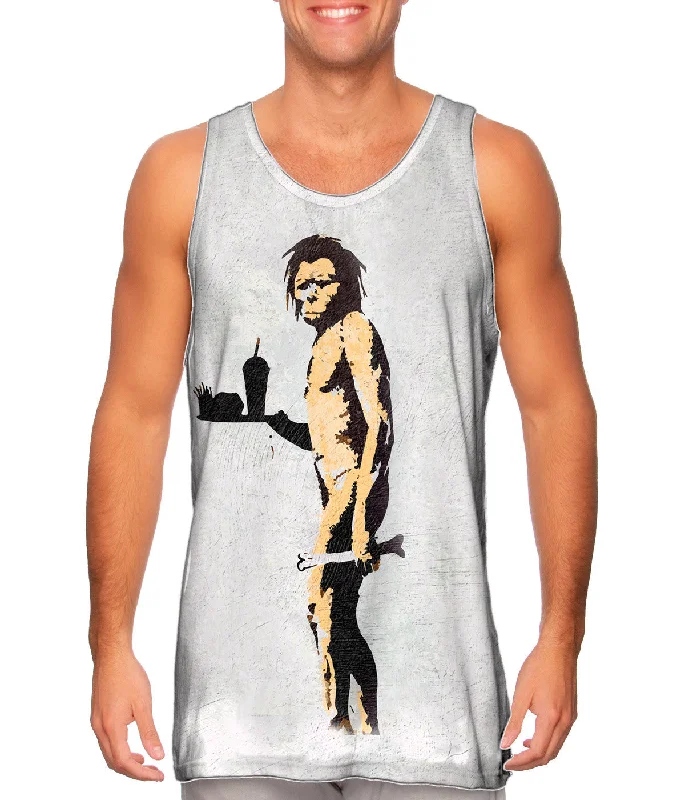 Versatile Sleeveless Tank-Graffiti Banksy Apeman Fast Food Hunter