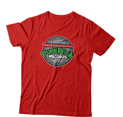 Plain Black T-Shirt-POPR "TMNT Sewer Logo" (Red) (T-Shirt)