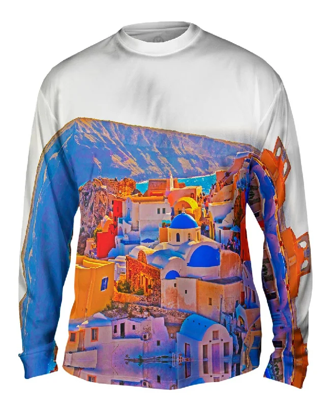 Long Sleeve with Print-Santorini Oia Village