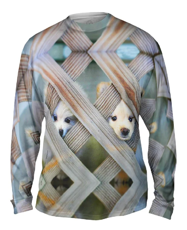 Thermal Long Sleeve Shirt-Pomeranian Peeking Through Fence