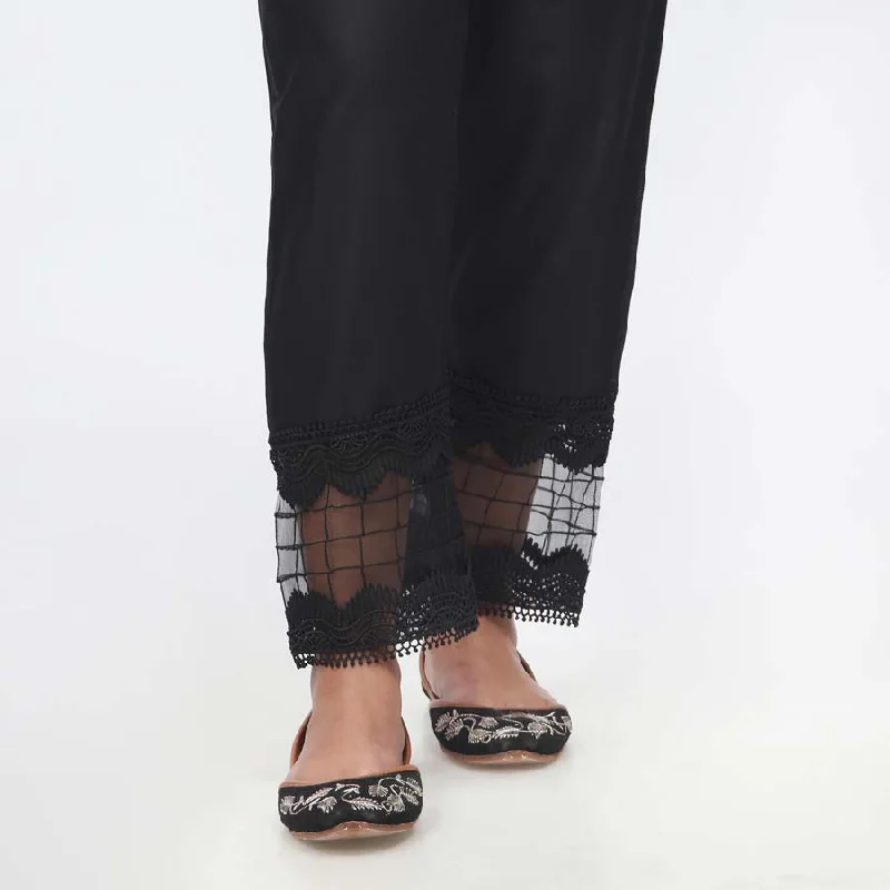 Running Pants-Black Laced Cambric Slim Fit Trouser PW3626