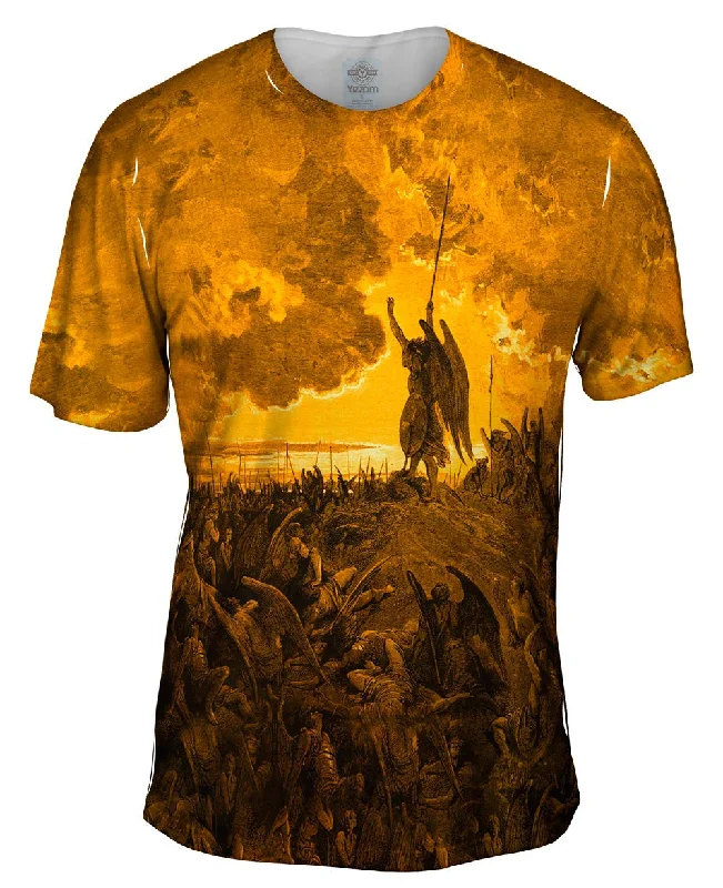 Lightweight Graphic T-Shirt-Gustave Dore - "Paradise Lost 3 Gold" (1857)