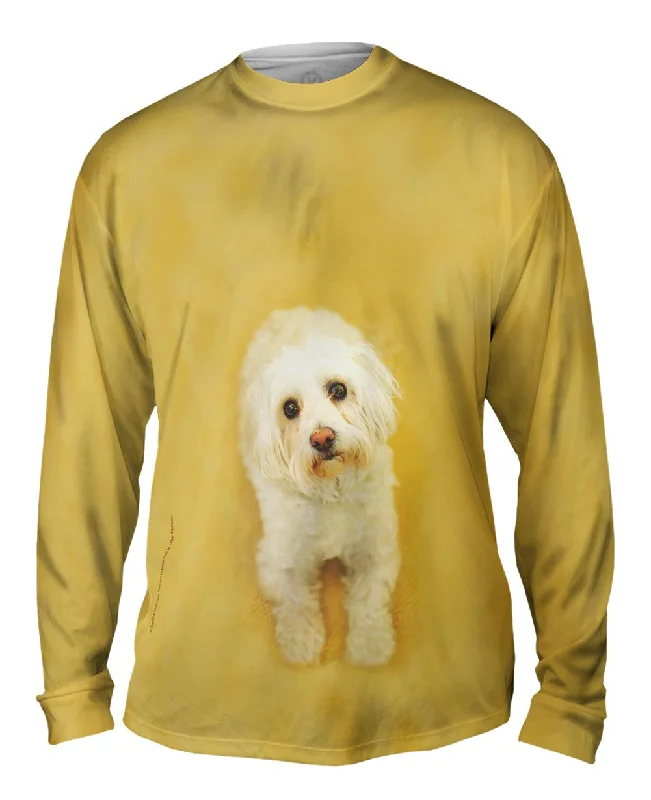 Cool Graphic Long Sleeve-Sad White Puppy