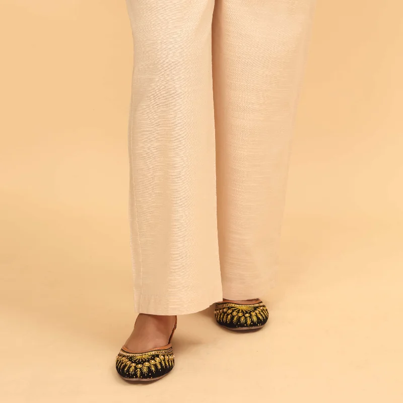 Denim Pants-Beige Straight Fit Plain Trouser PW4509