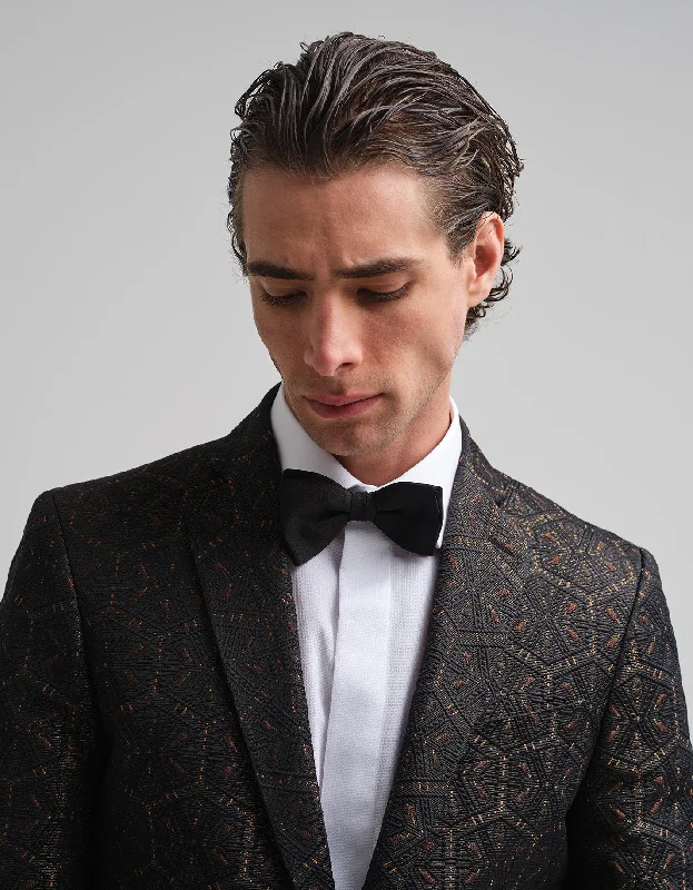 Adjustable Jacket-The Black & Gold Jacquard Dinner Jacket GOLD