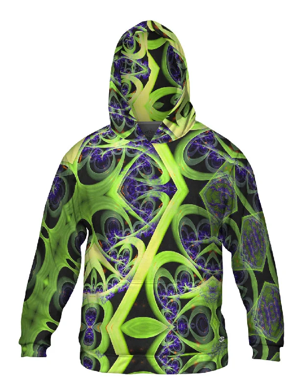 Stylish Fleece Hoodie-Flame Fractal 3D Render Design