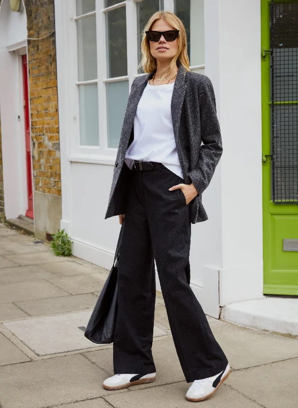 Classic Sweatpants-Gwynnie Wool Blend Wide Leg Trousers